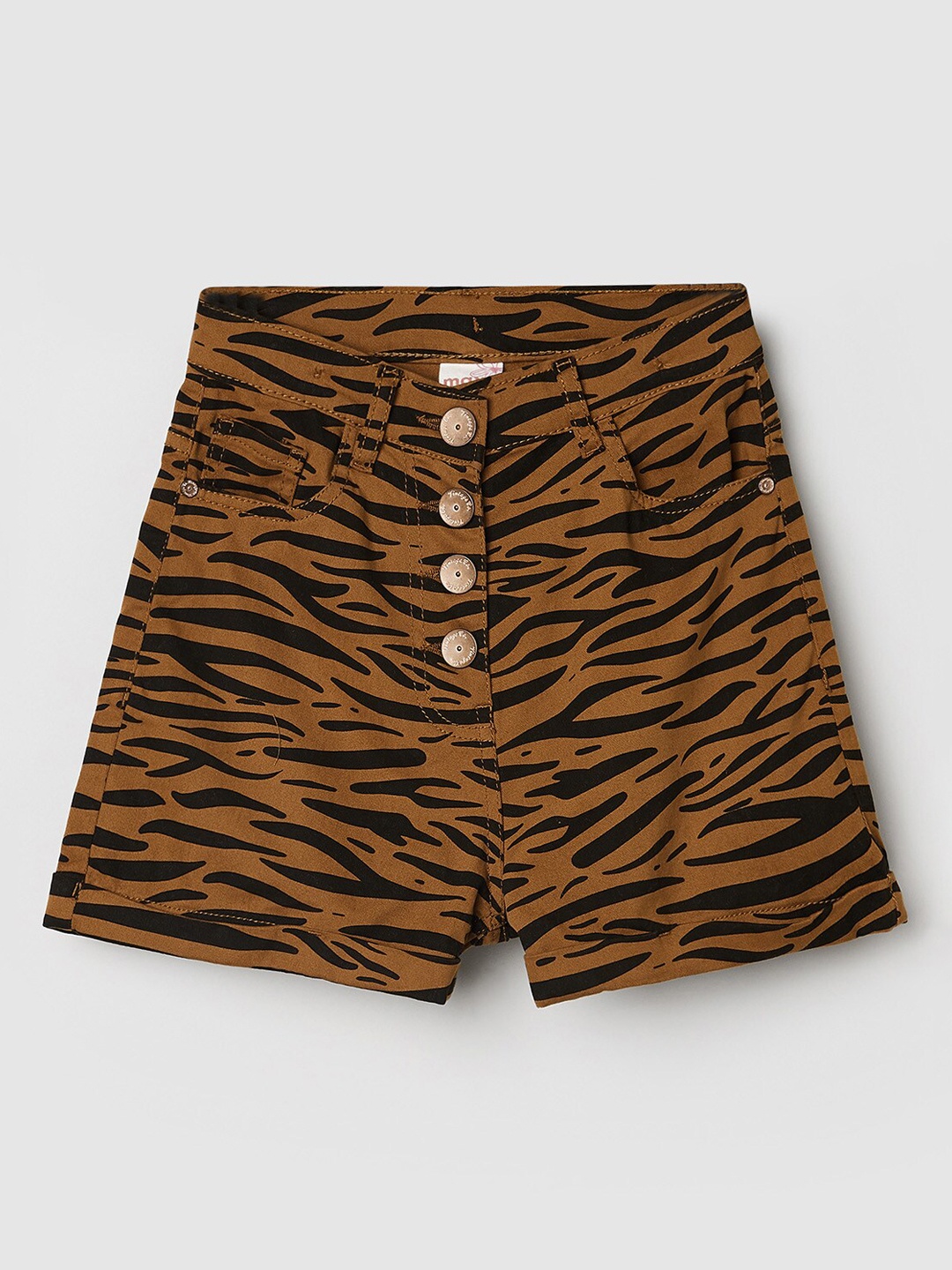 

max Girls Brown Printed Regular Shorts