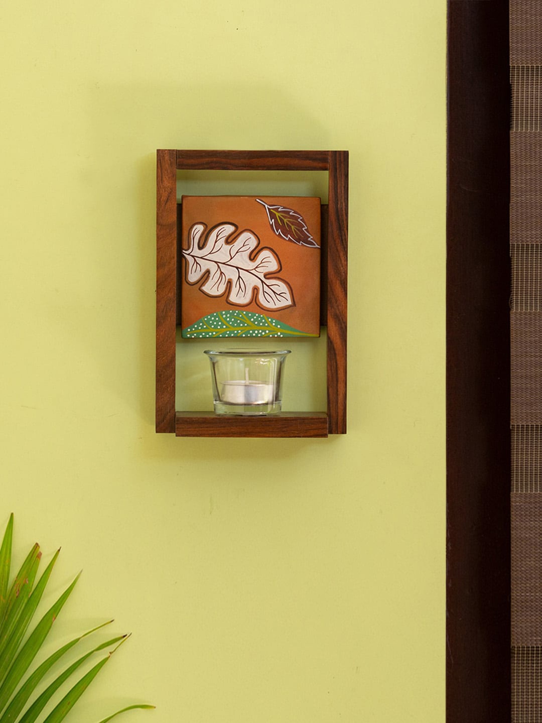 

ExclusiveLane Brown Hand Painted Wood Candle Holders