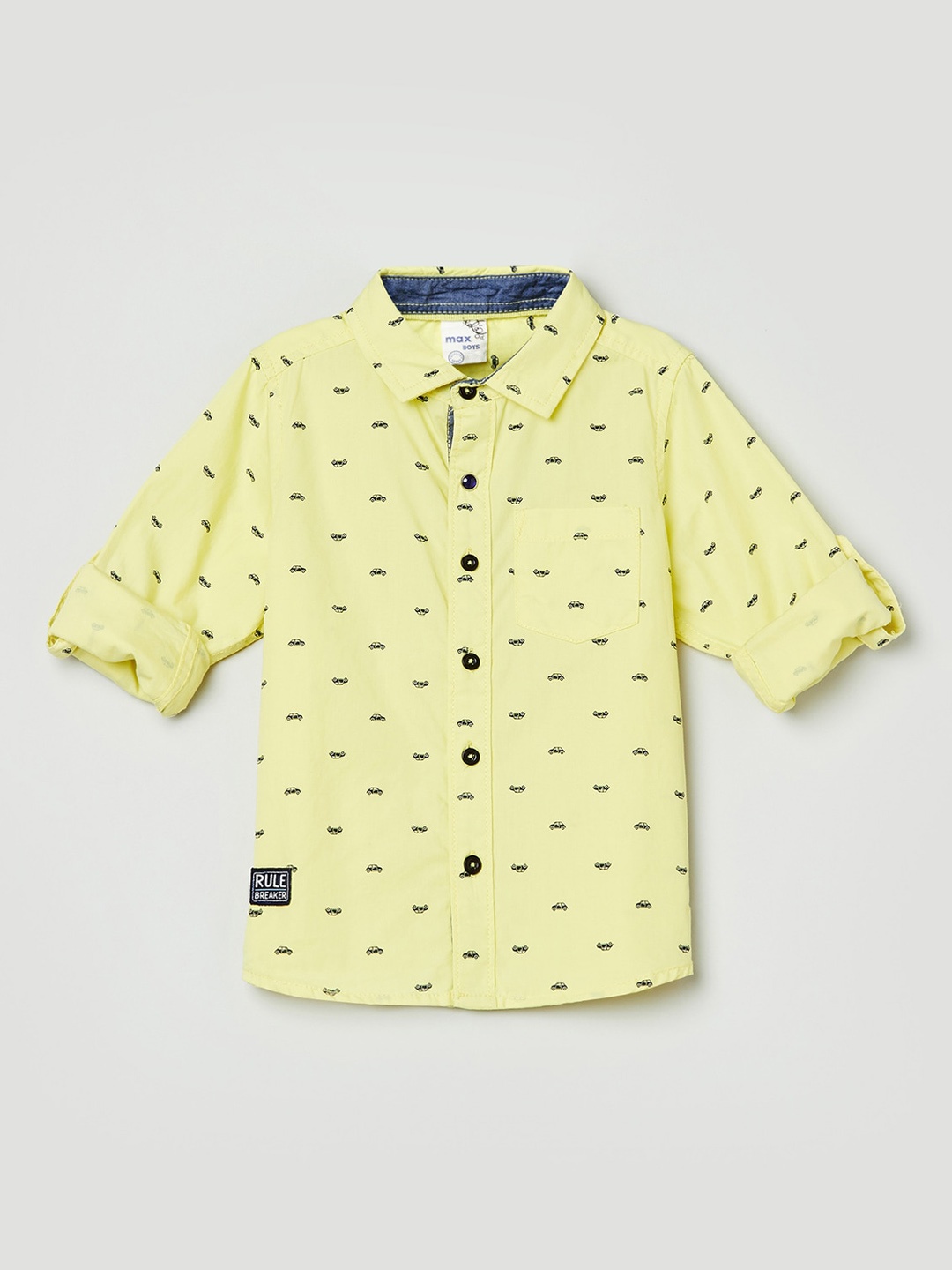 

max Boys Yellow Opaque Printed Casual Shirt
