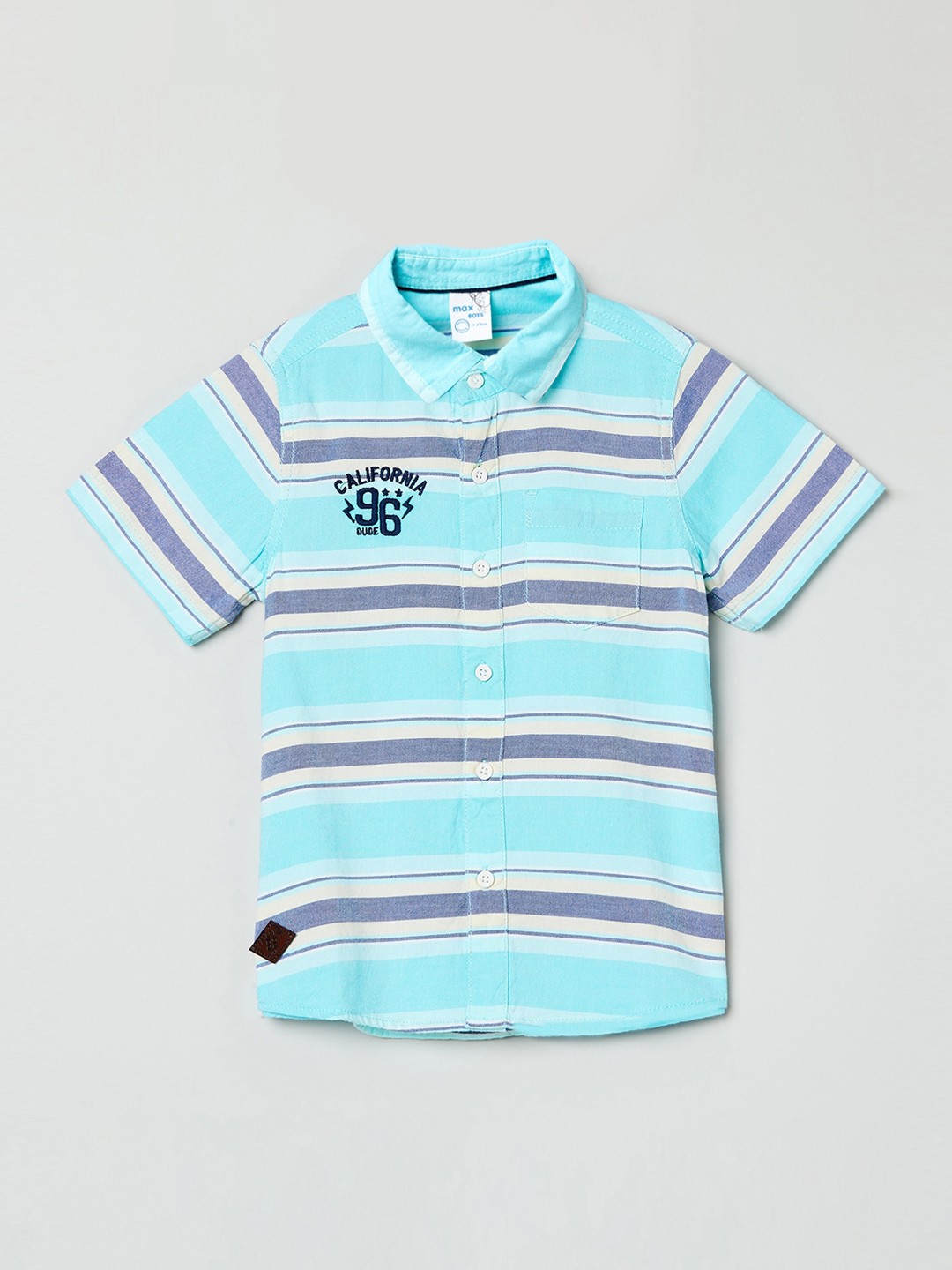 

max Boys Blue & Navy Blue Horizontal Stripes Striped Casual Shirt
