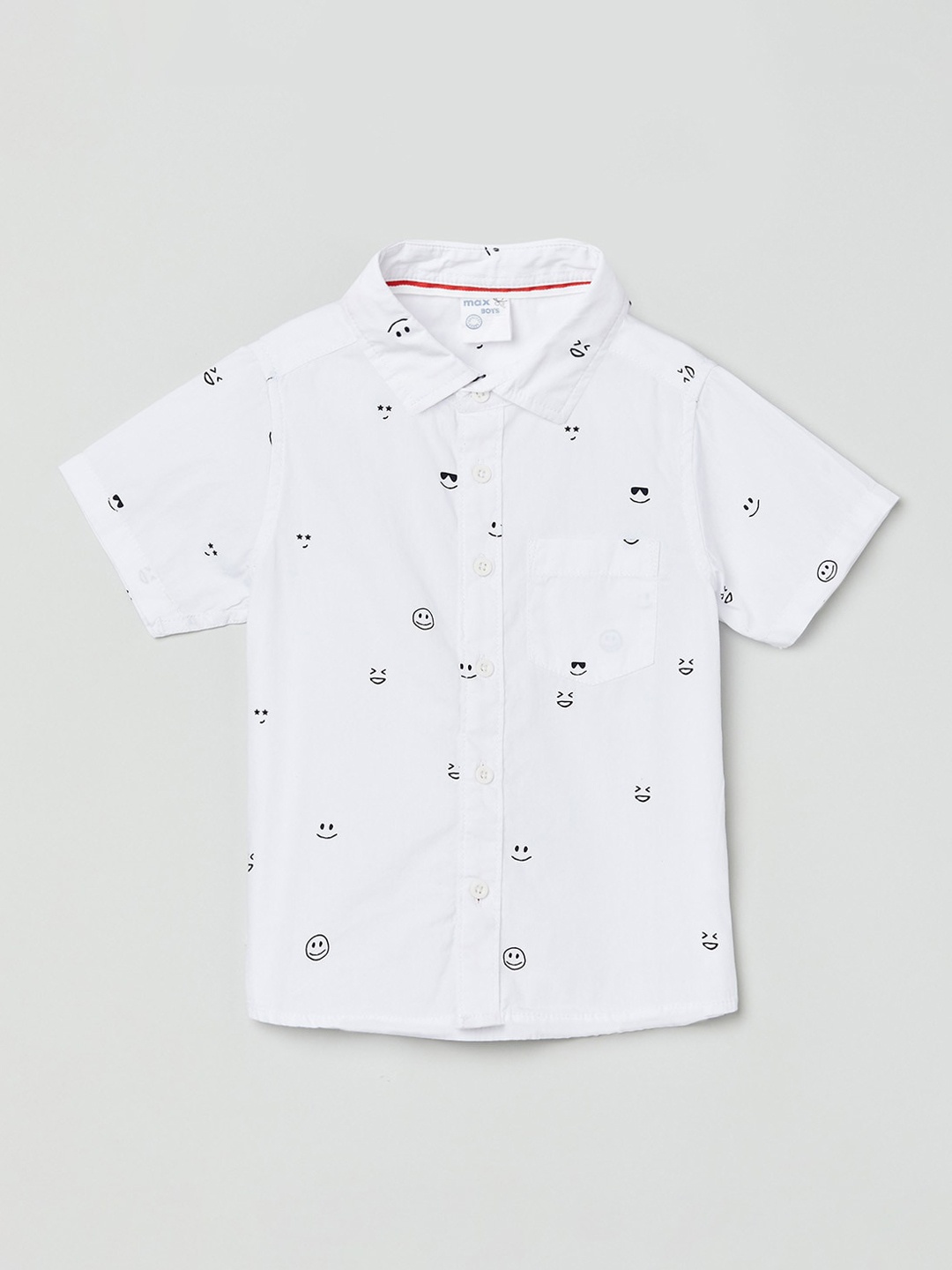 

max Boys White Printed Casual Shirt