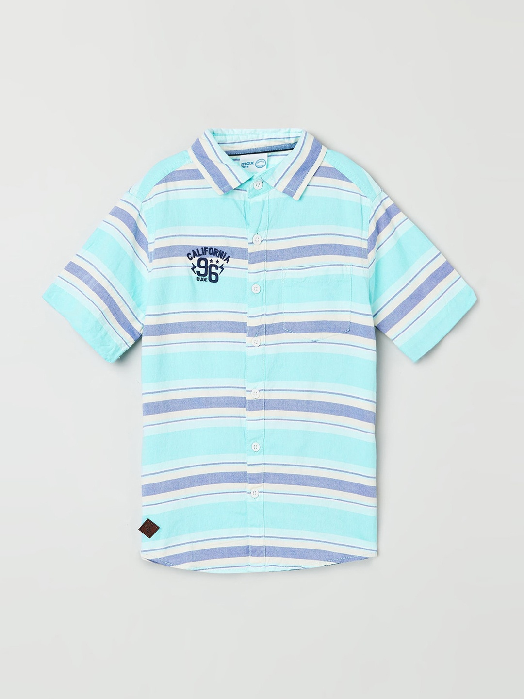 

max Boys Blue Striped Cotton Casual Shirt