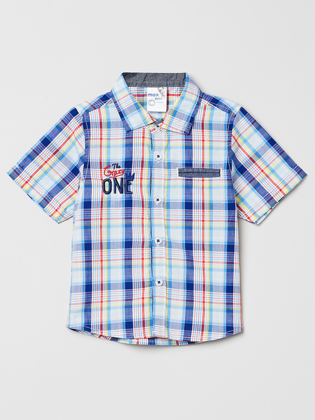 

max Boys White Tartan Checks Opaque Checked Casual Shirt