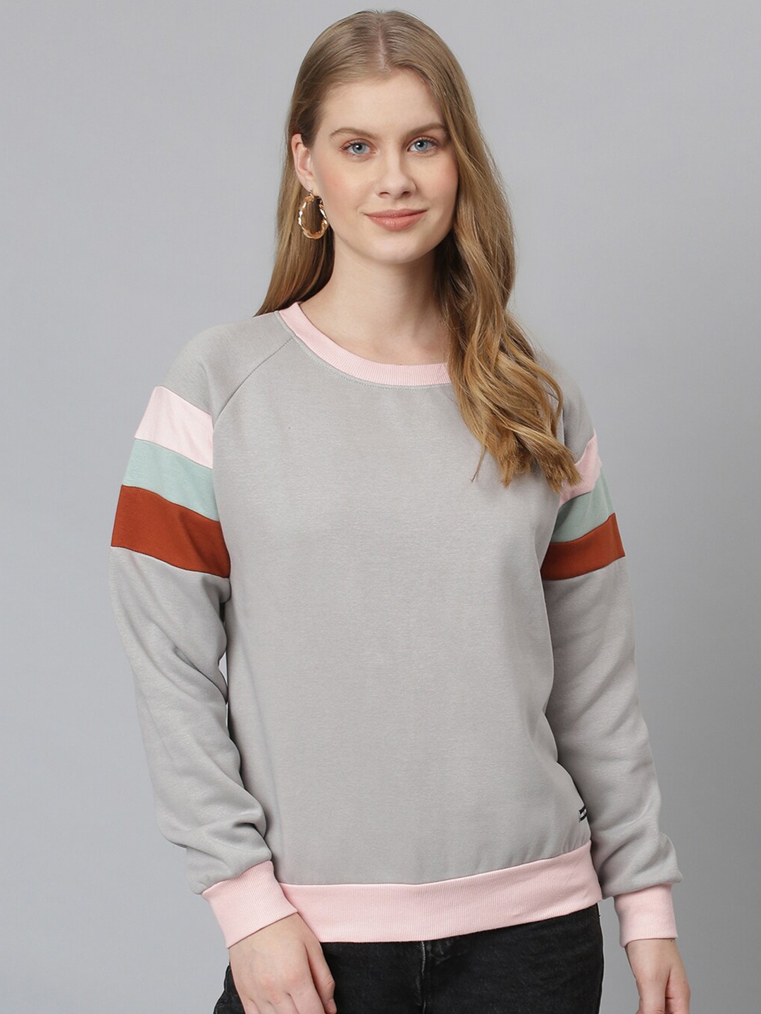 

Campus Sutra Women Grey & Pink Pullover