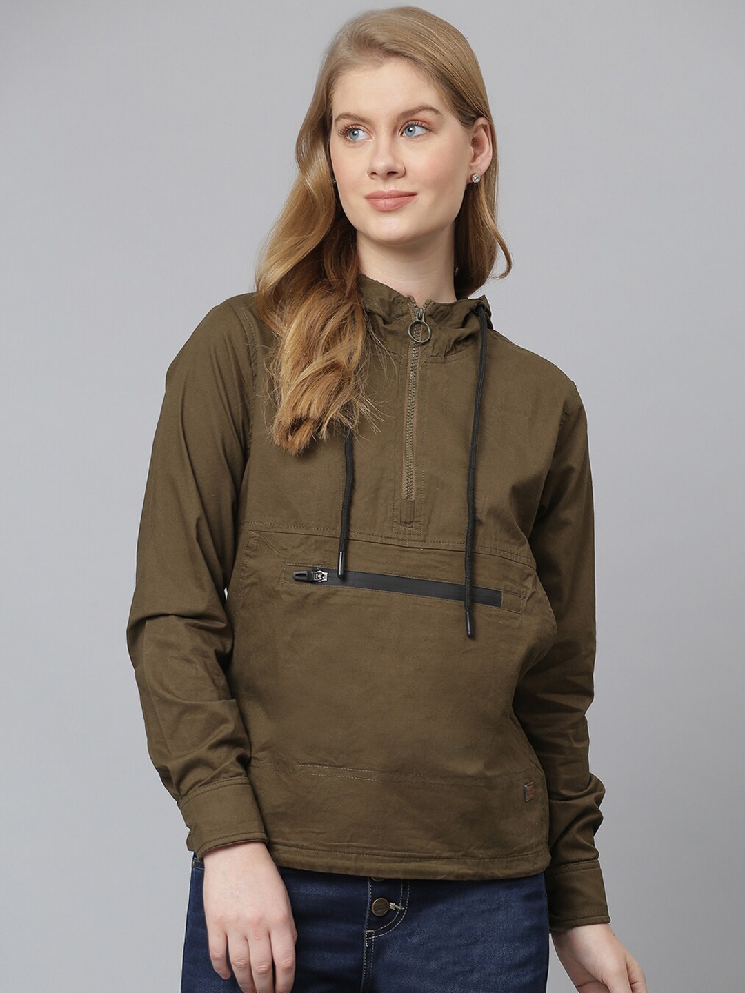 

Campus Sutra Women Olive Green Tailored Jacket