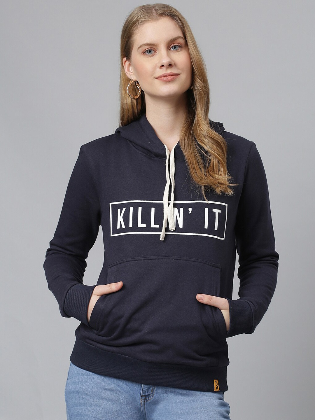 

Campus Sutra Women Blue Typography Printed Sweatshirt