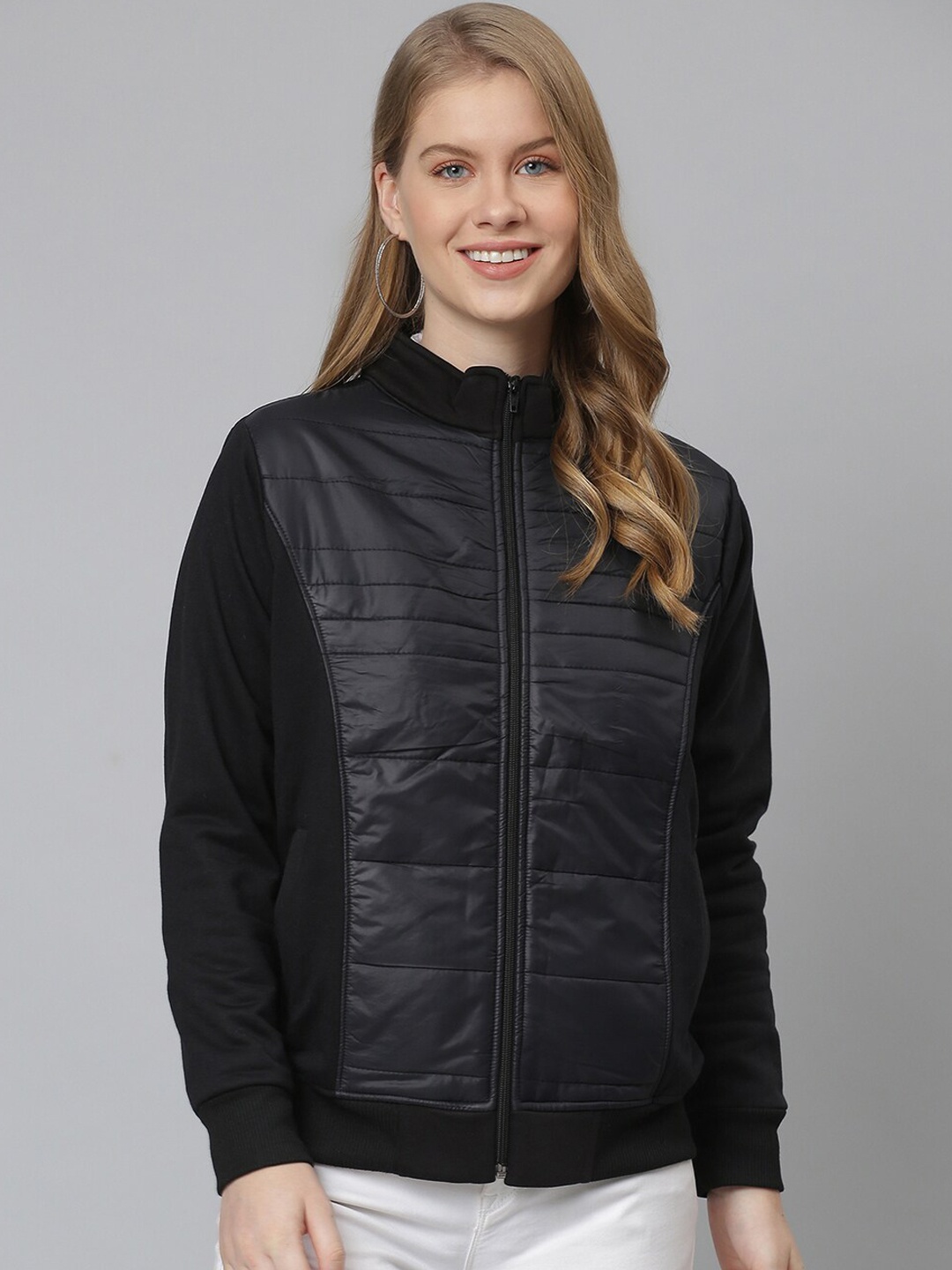 

Campus Sutra Women Black Bomber Jacket