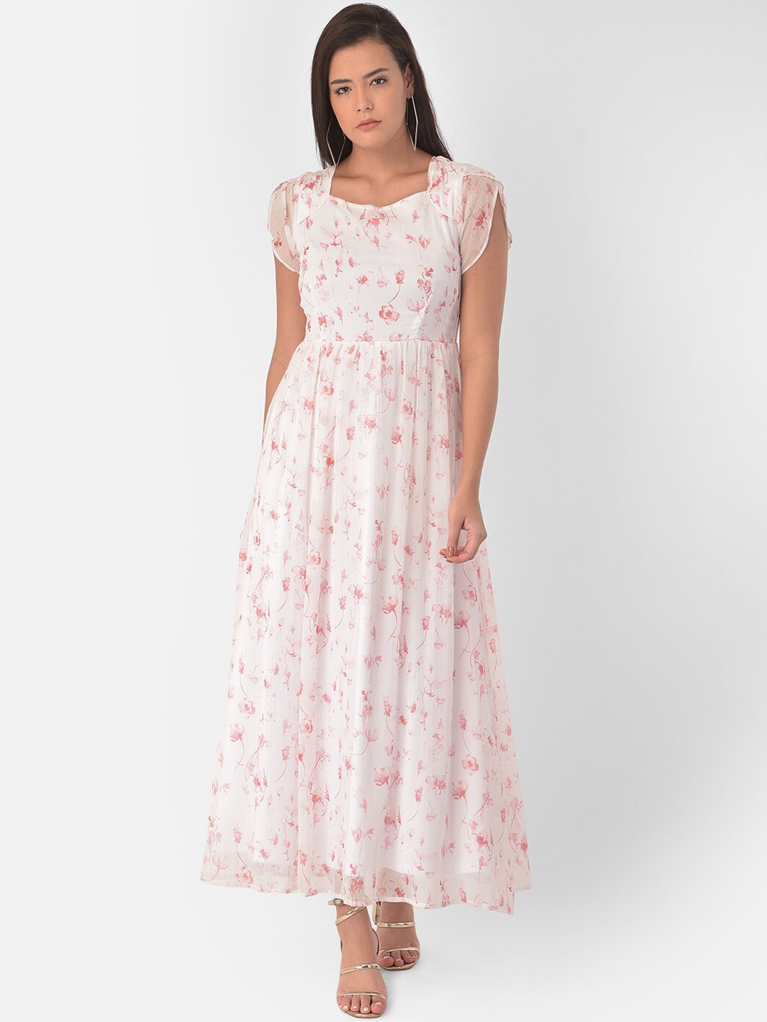 

Latin Quarters Women White & Pink Floral Maxi Dress