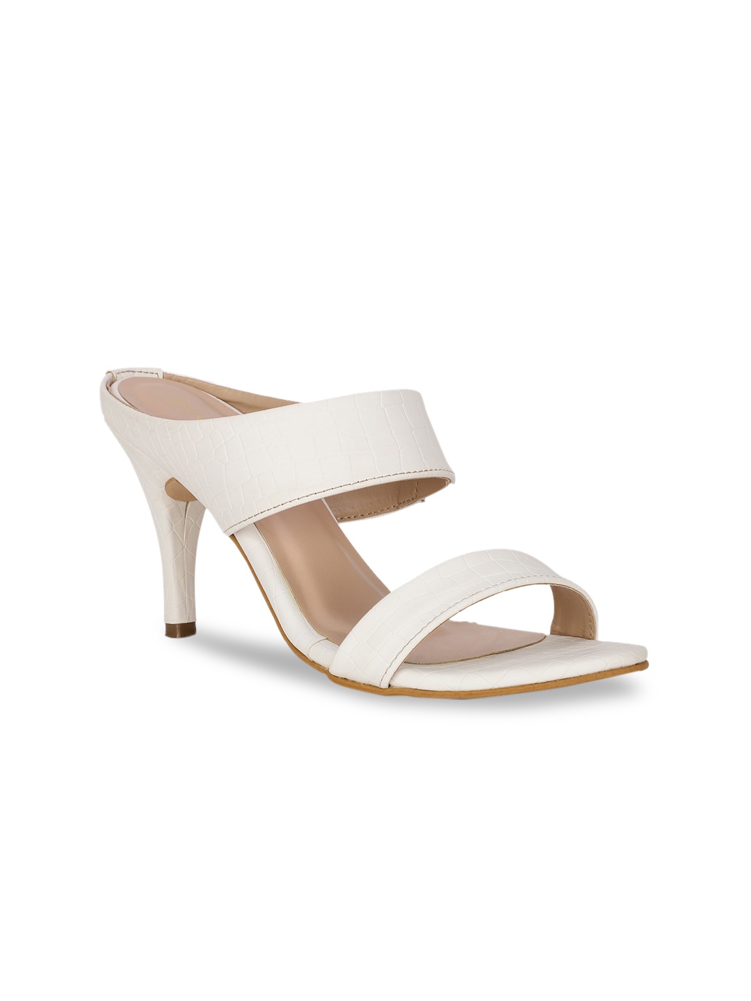 

Bruno Manetti Women White Textured PU Slim Sandals