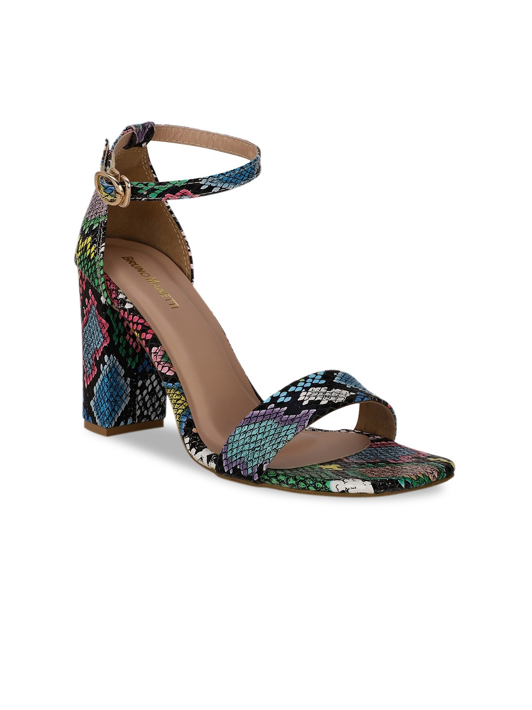 

Bruno Manetti Women Multicoloured Printed PU Block Sandals, Multi
