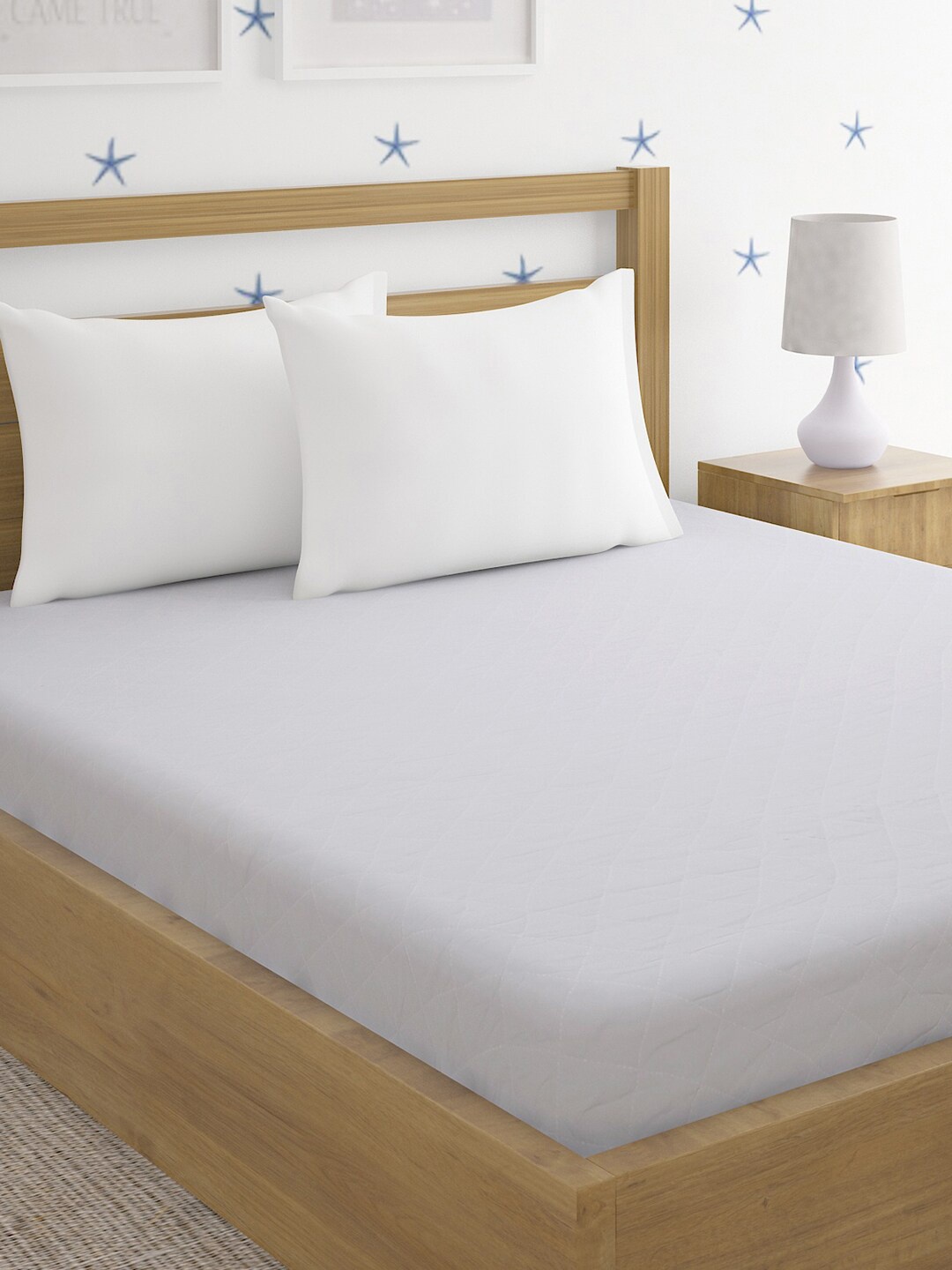 

HOSTA HOMES White Solid Cotton King Bed Mattress Protector