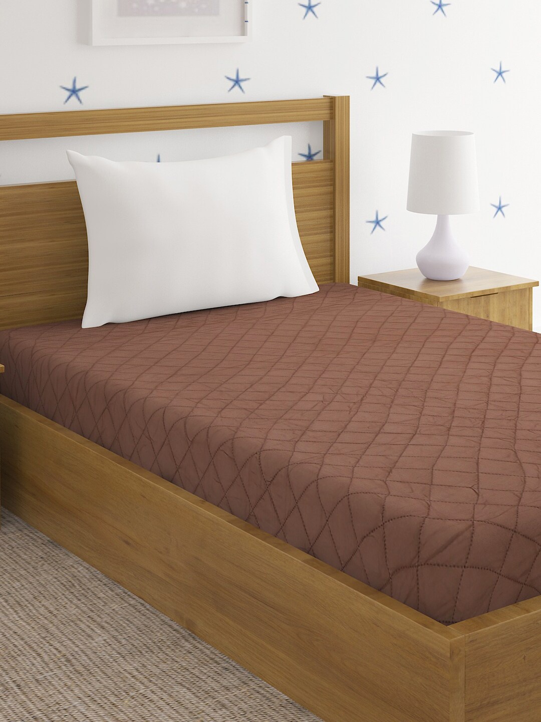 

HOSTA HOMES Brown Solid Quilted Water Resistant Single Bed Mattress Protector