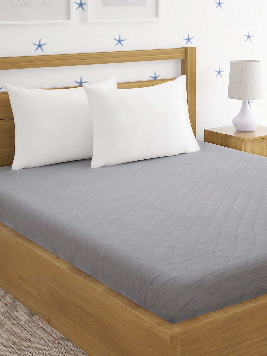 

HOSTA HOMES Grey Quilted Cotton King Bed Mattress Protector
