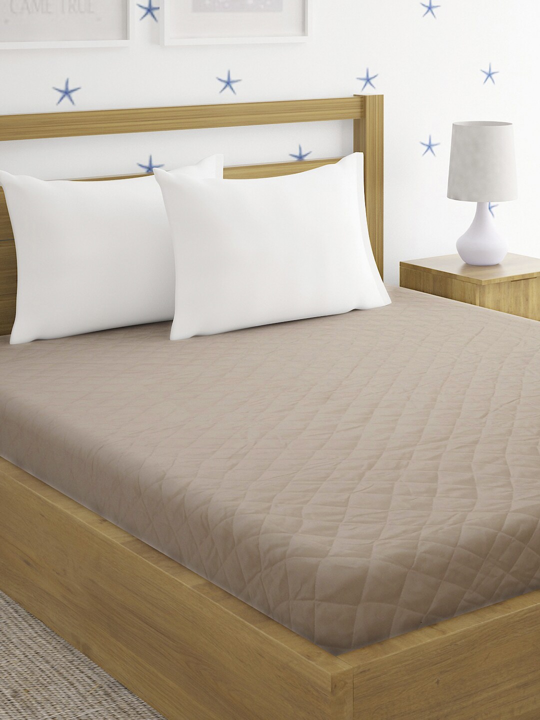 

HOSTA HOMES Brown Quilted Cotton King Bed Mattress Protector