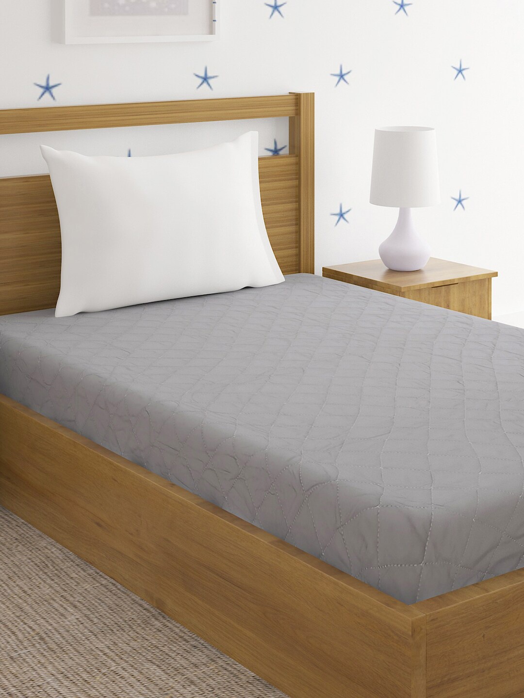 

HOSTA HOMES Grey Quilted Cotton Single Bed Mattress Protector