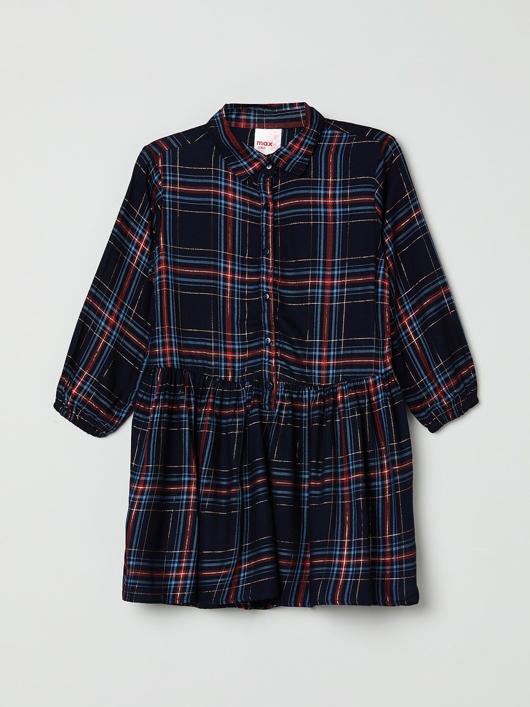 

max Girls Blue Checked Shirt Style Top