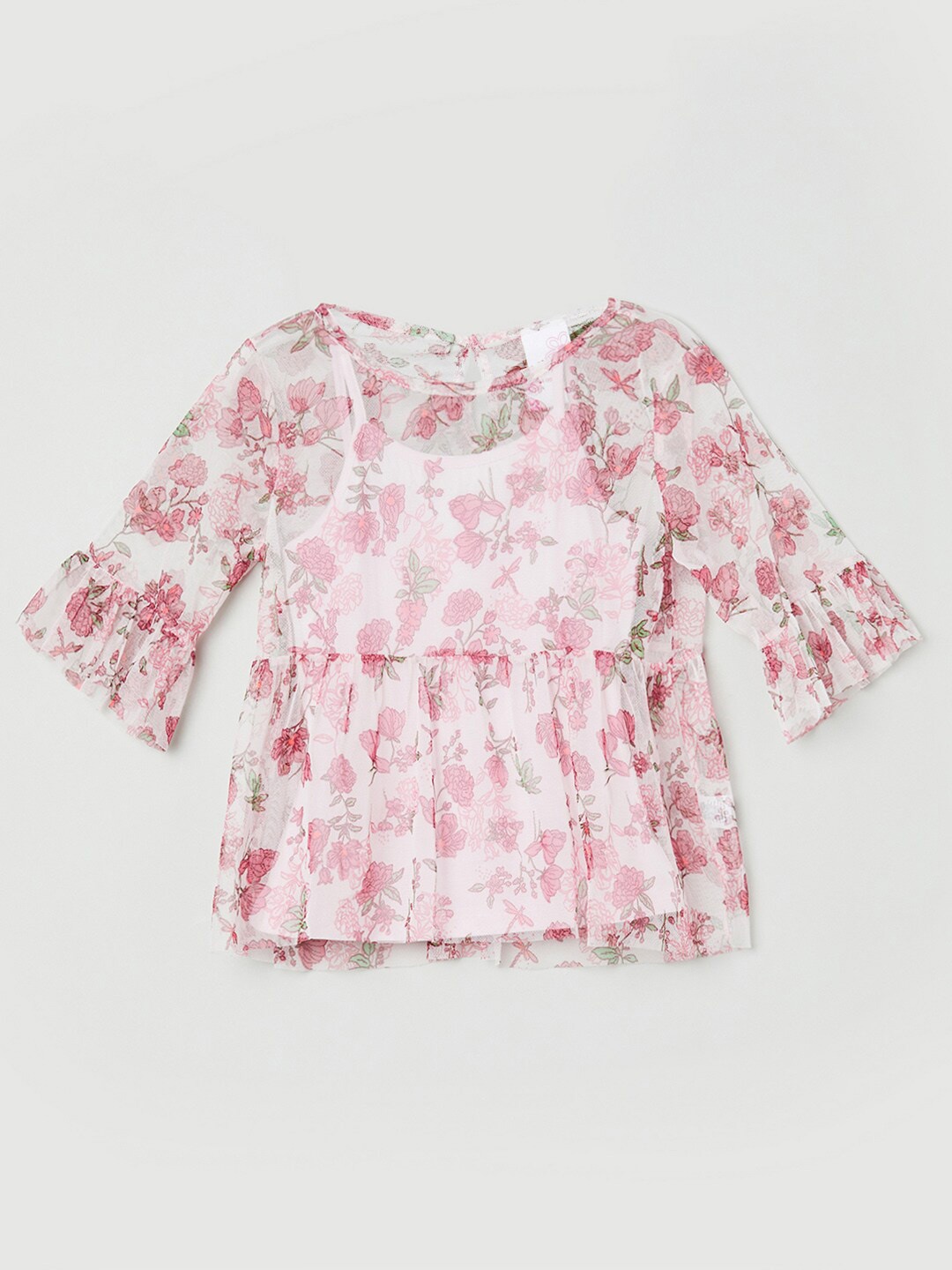 

max Pink and White Tie and Dye Tiered Top