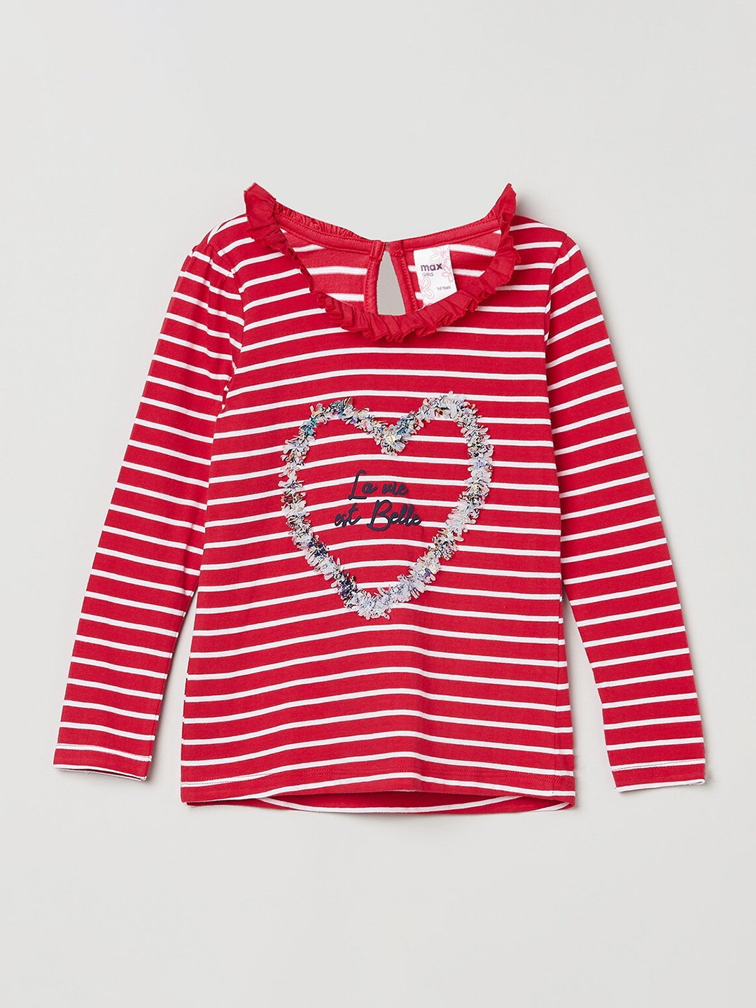 

max Girls Red Striped Regular Top