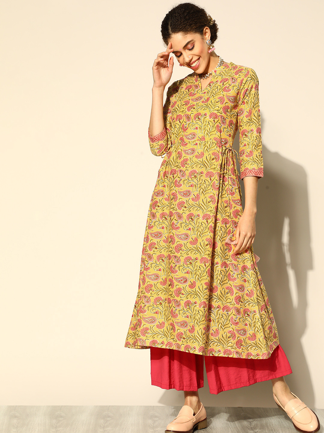 

Indo Era Bright Yellow Cotton Kurta