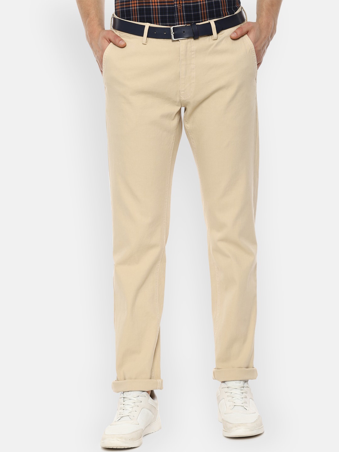 

VAN HEUSEN DENIM LABS Men Beige Slim Fit Trousers