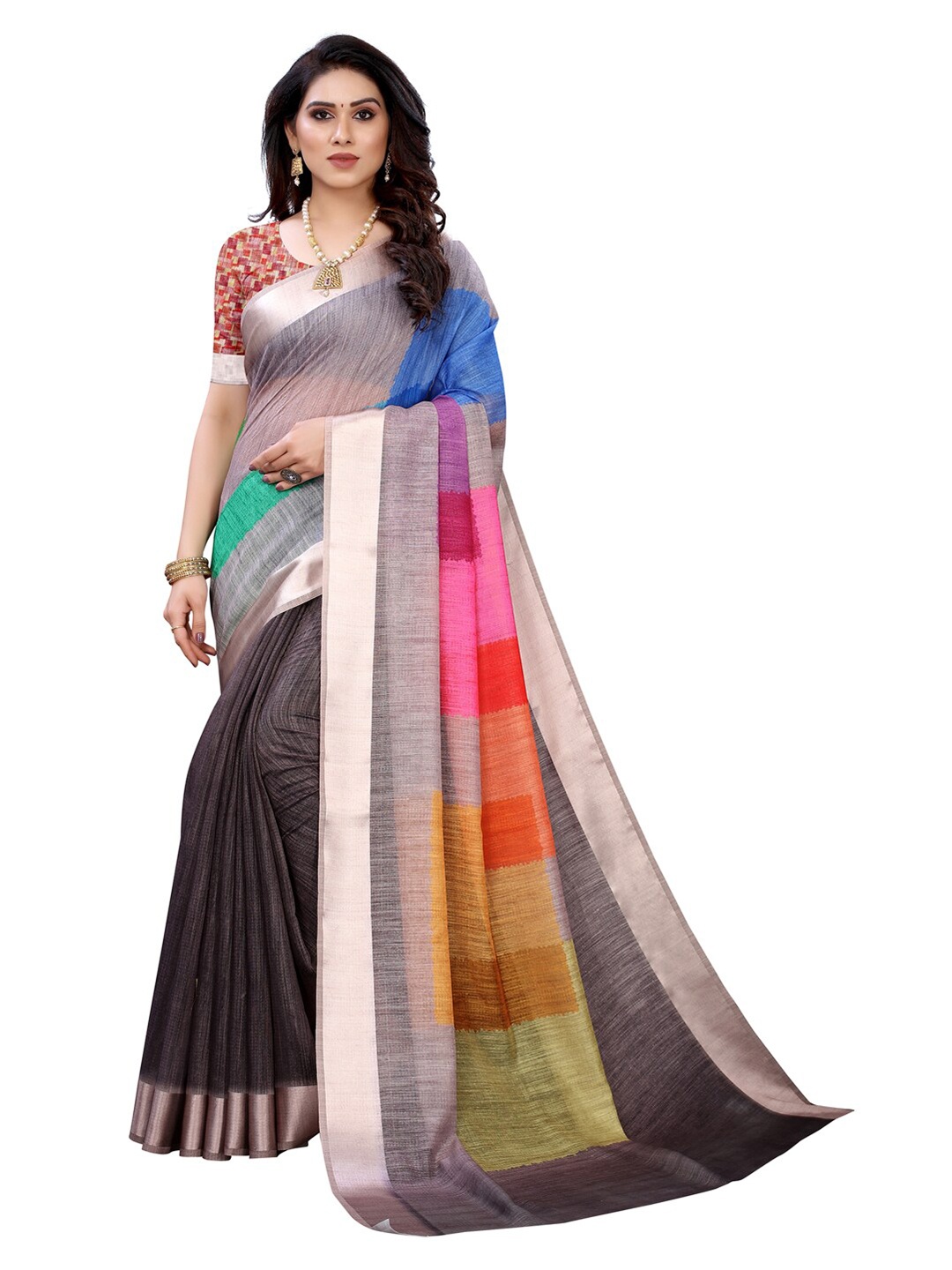 

KALINI Multicoloured Colourblocked Saree, Multi