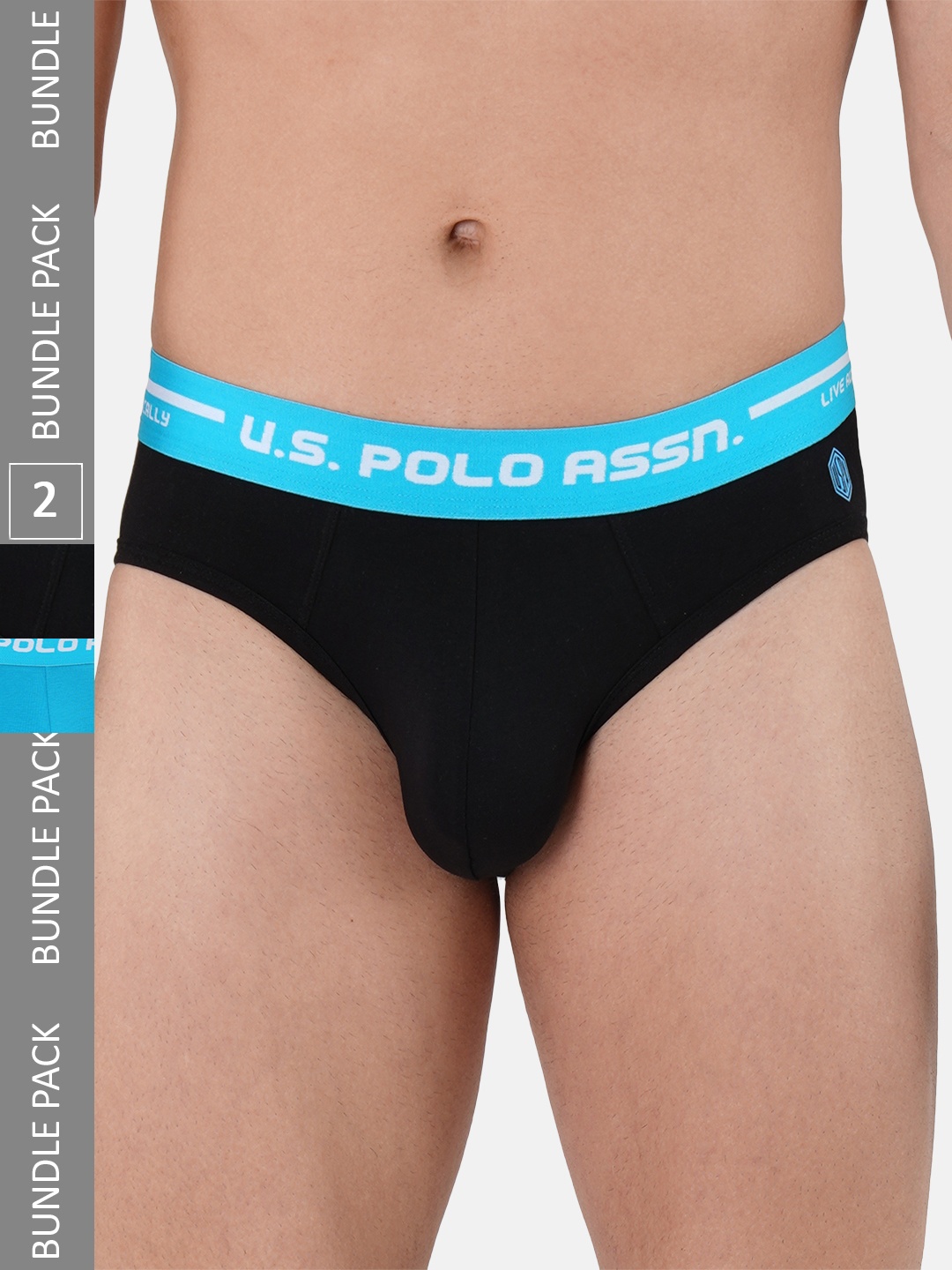 

U.S. Polo Assn. Men Pack Of 2 Cotton Basic Briefs, Black