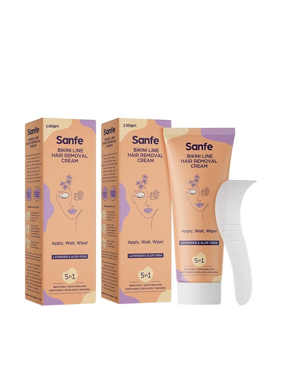 

Sanfe Set Of 2 Bikini Line Hair Removal Cream - 100gm Each, Coral