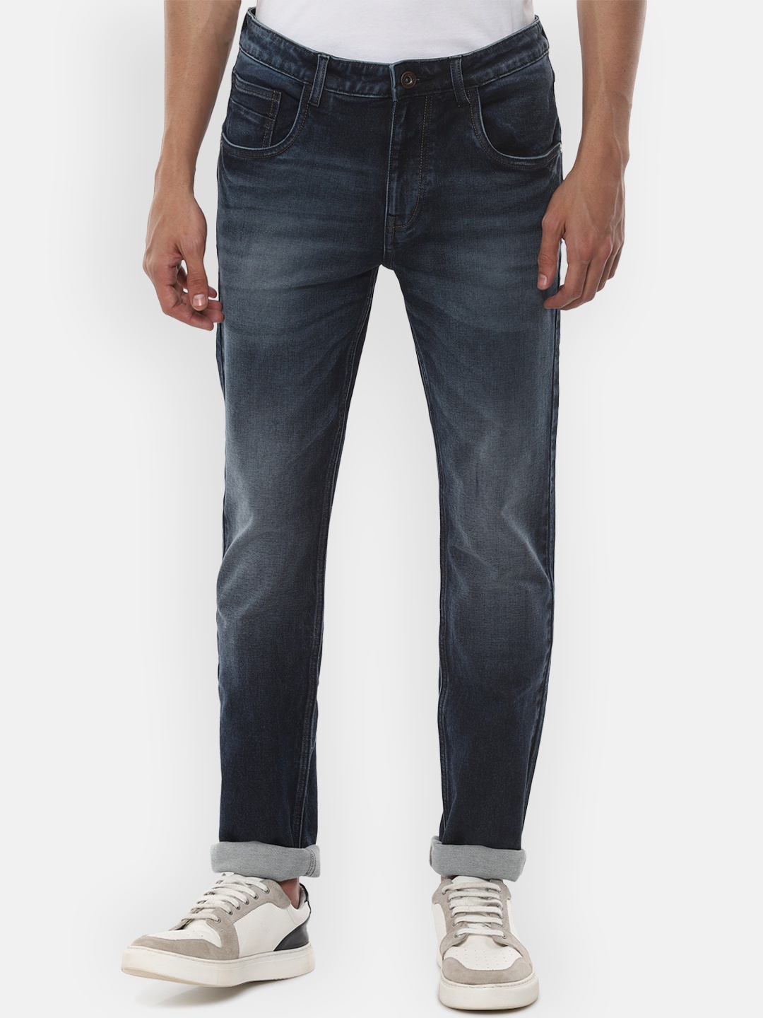 

VAN HEUSEN DENIM LABS Men Navy Blue Slim Fit Heavy Fade Jeans