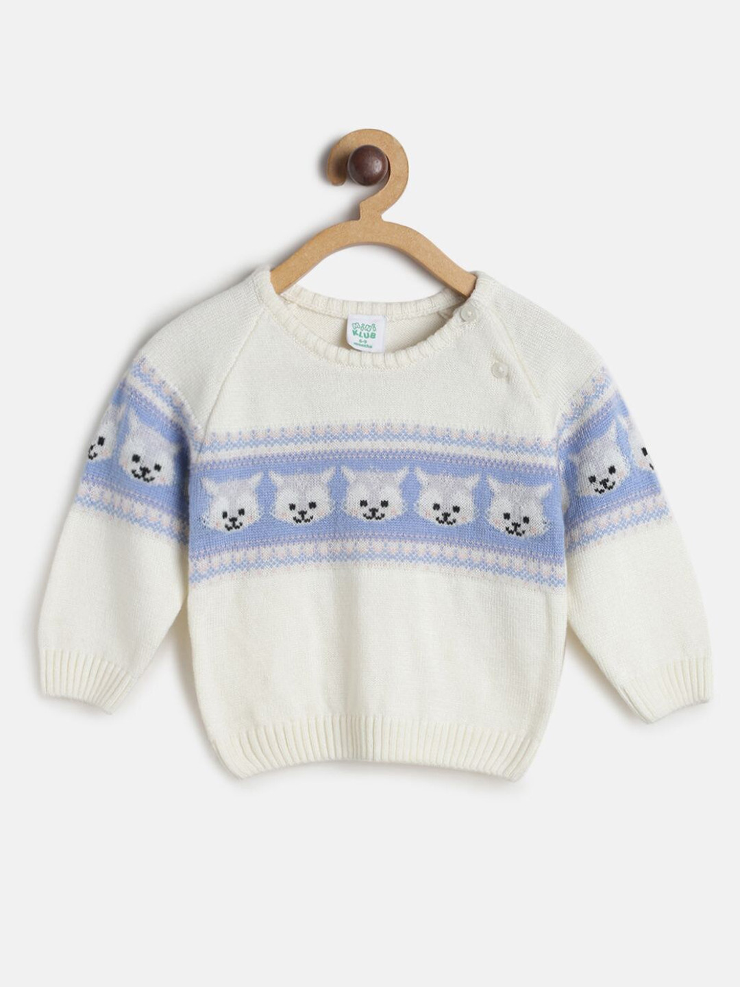 

MINI KLUB Boys White & Blue Marshmallow Printed Pullover