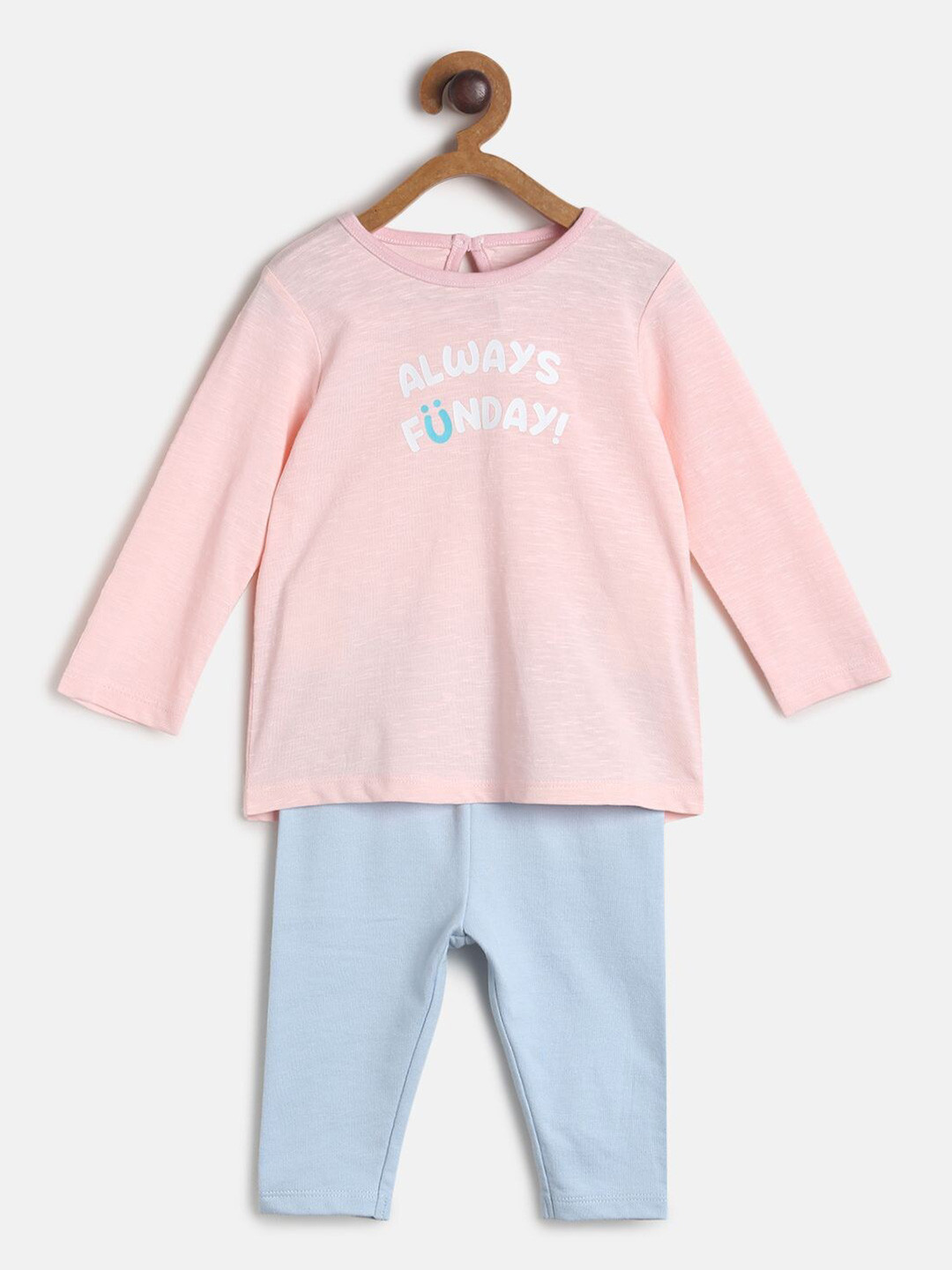

MINI KLUB Girls Pink & Blue Printed T-shirt with Pyjamas