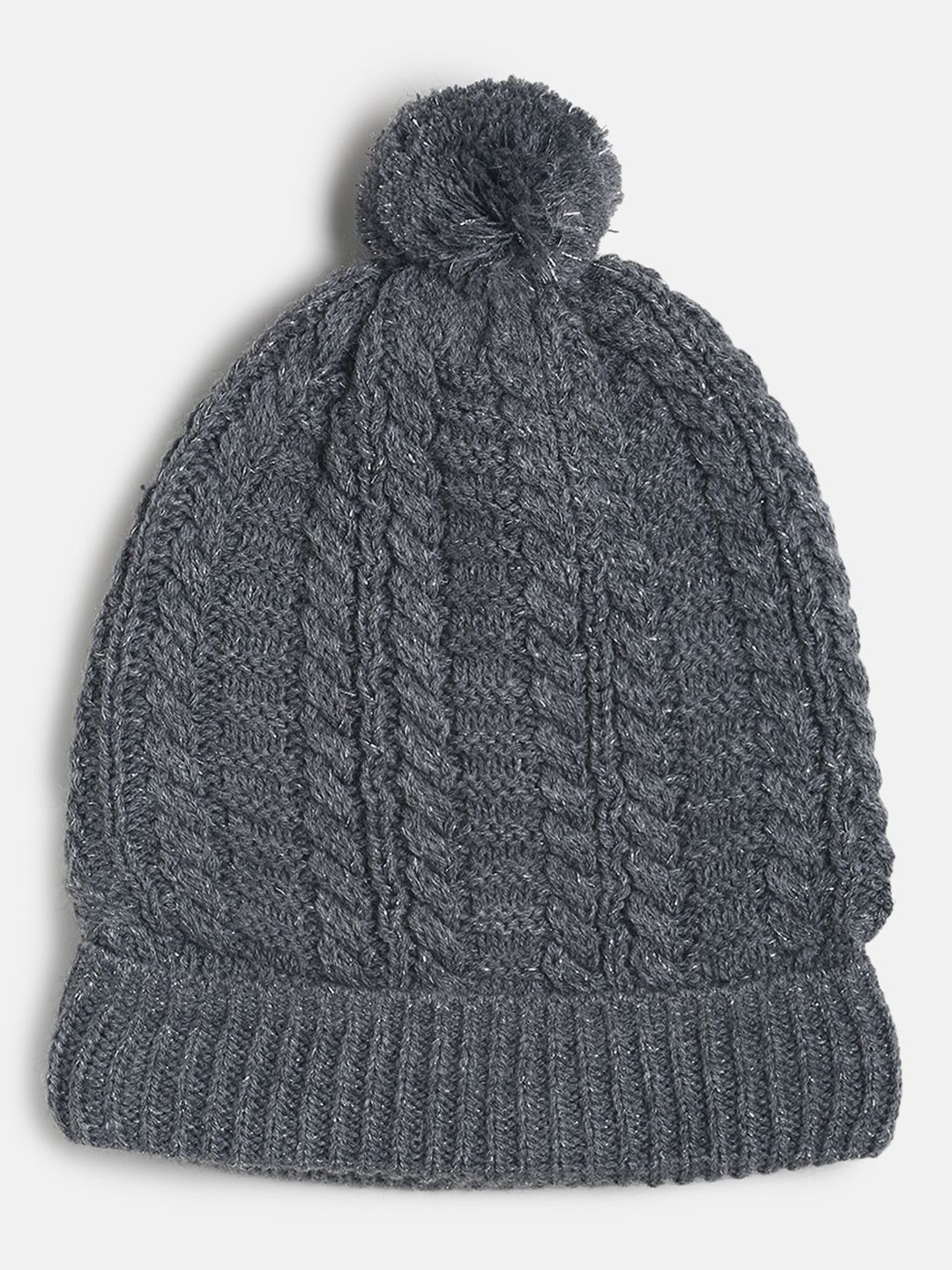 

MINI KLUB Girls Grey Self Design Beanie