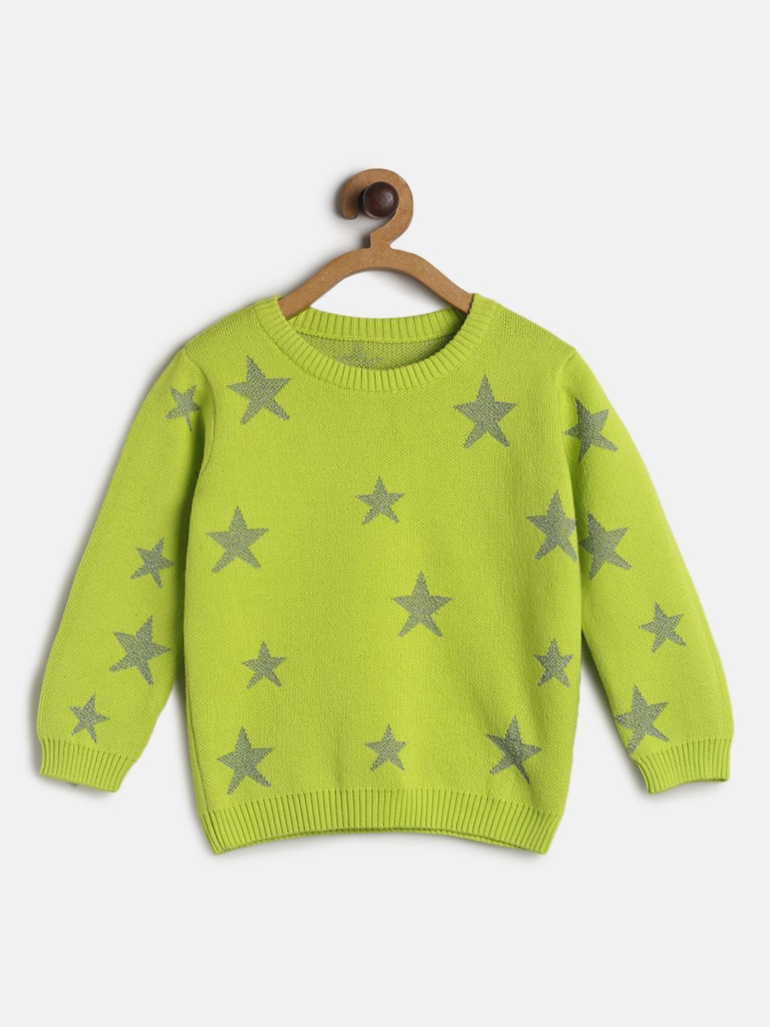 

MINI KLUB Girls Green & Grey Printed Longline Pullover