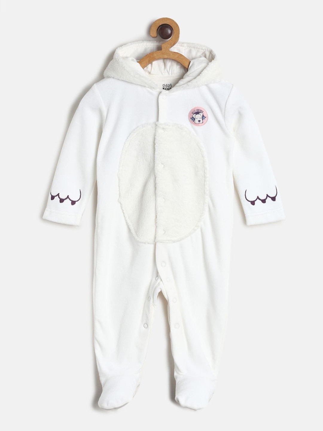 

MINI KLUB Infant Kids White Solid Sleepsuit