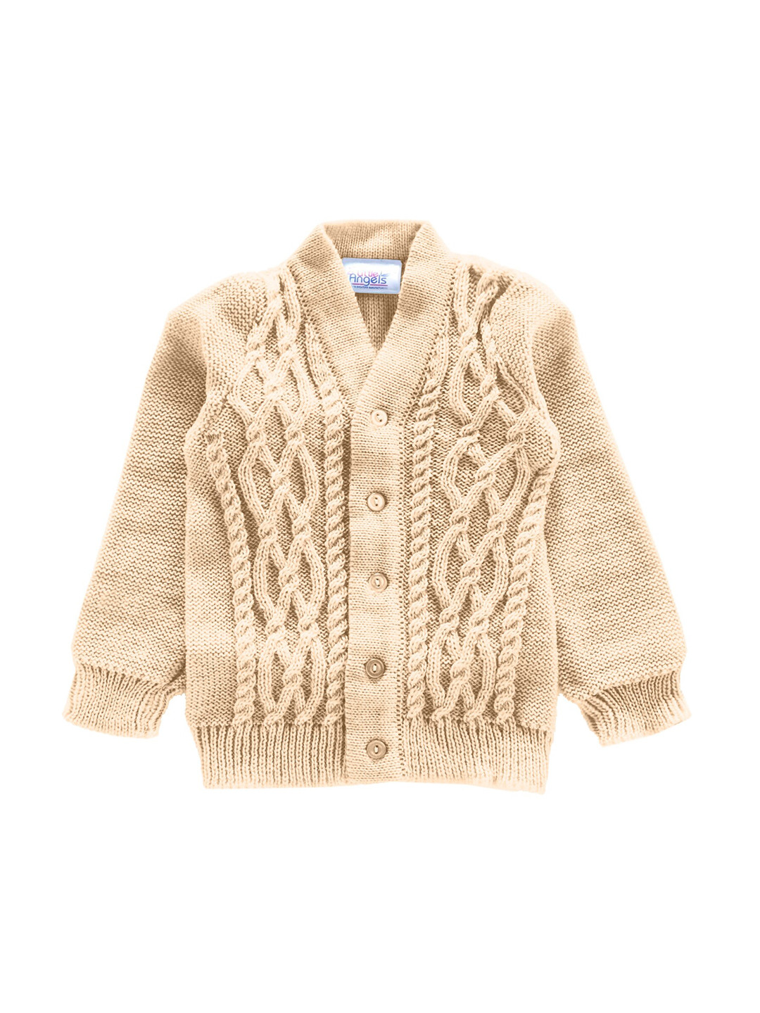 

Little Angels Unisex Kids Peach-Coloured Cable Knit Cardigan