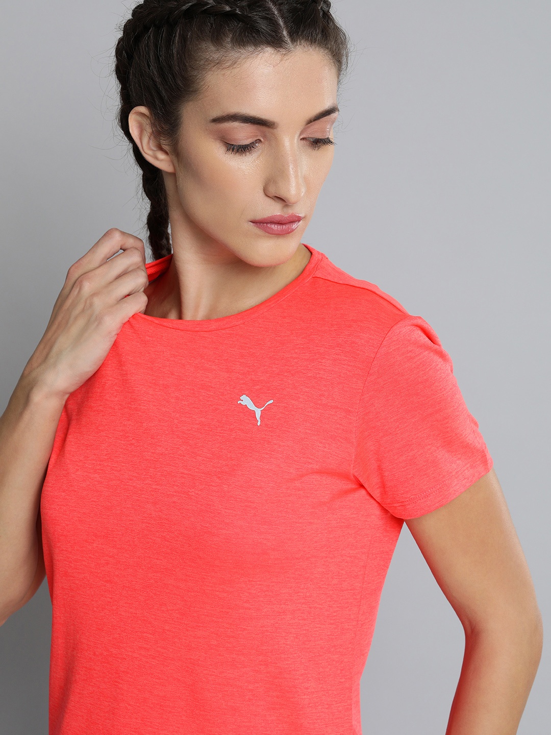 

Puma Women Pink Solid RUN FAV HEATHER SS Running T-shirt