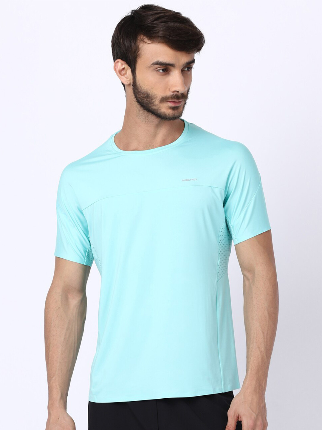 

Head Men Turquoise Blue Solid Slim Fit Training T-shirt