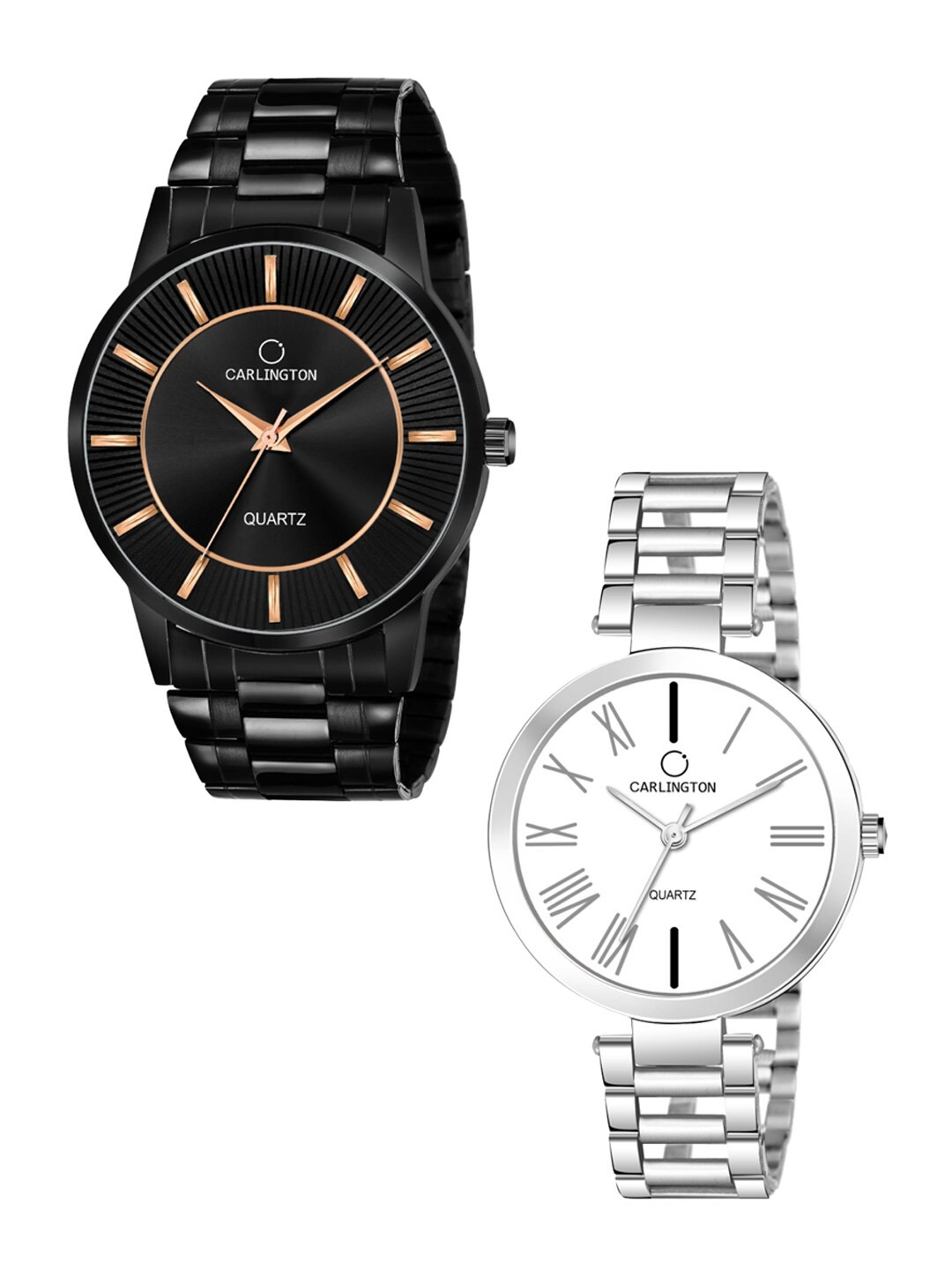 

CARLINGTON Unisex Multicoloured Brass Straps Watch-Combo CT-6020BB and 112 Silver