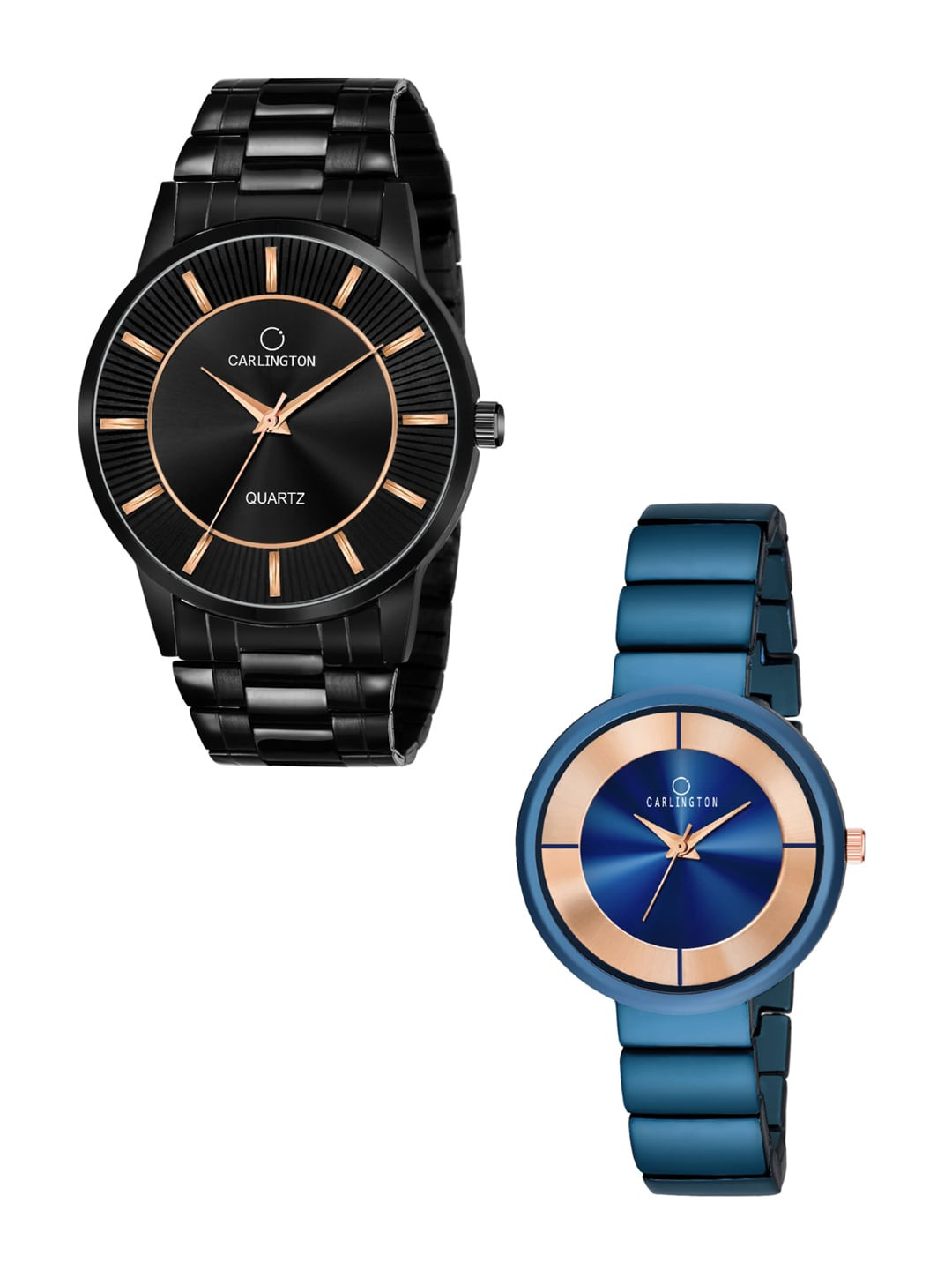 

CARLINGTON Unisex Multicoloured His & Her Watch Combo CT-6020BB and 114 Blue, Black