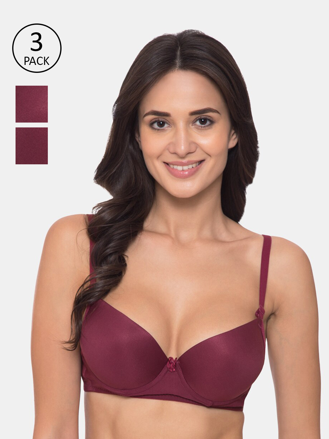 

Tweens Pack Of 3 Magenta Solid T-Shirt Bras - Underwired Padded