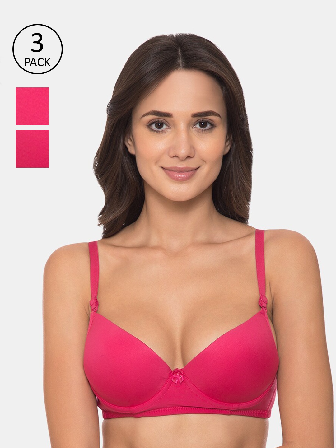 

Tweens Pack of 3 Pink Solid Underwired Medium Coverage T-shirt Bra TW-91401-3PC-DPK
