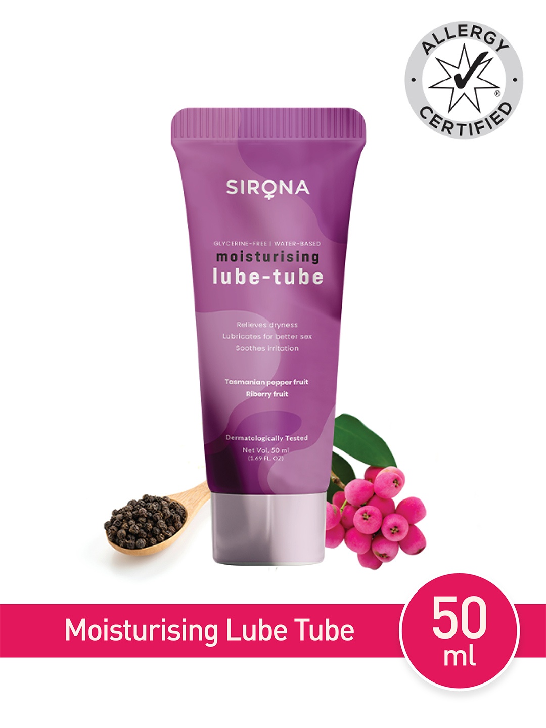 

Sirona Unisex Glycerine Free Natural Lubricant Gel 50 ml, Purple