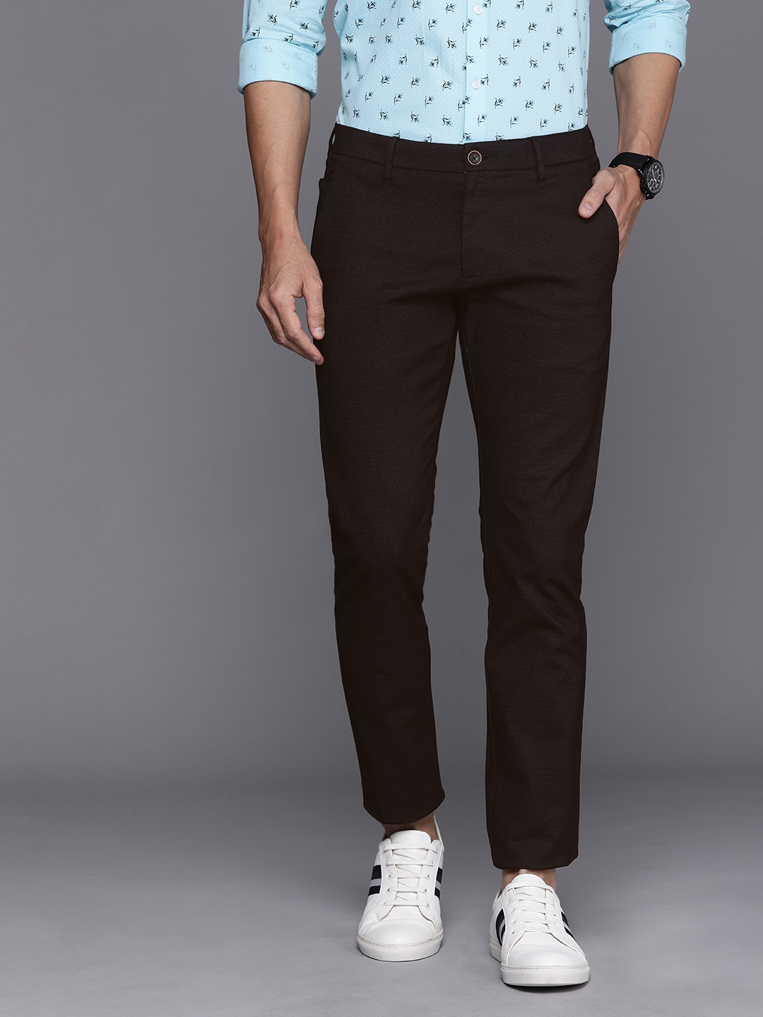 Allen Solly Men Black Solid Slim Fit Trousers