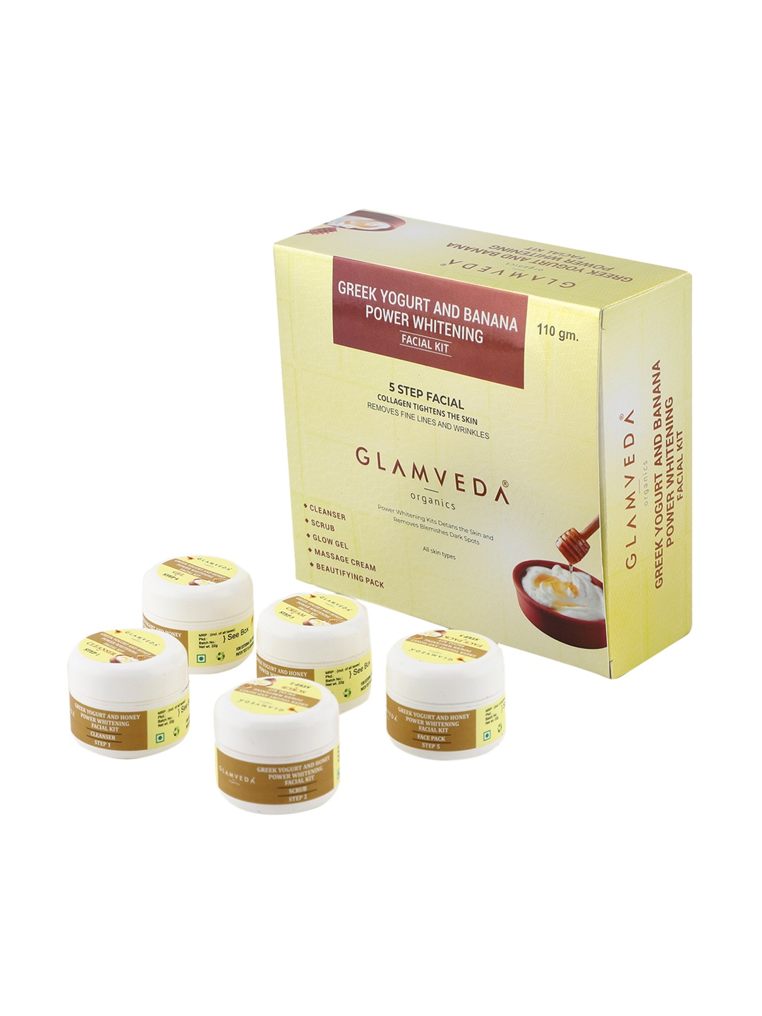 

Glamveda Women Greek Yogurt & Banana Power Whitening Facial Kit (110 g), Yellow