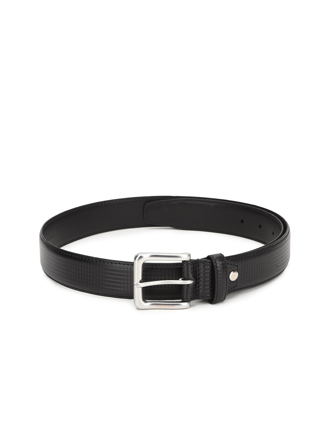 

Peter England Men Black Textured Slim Belt