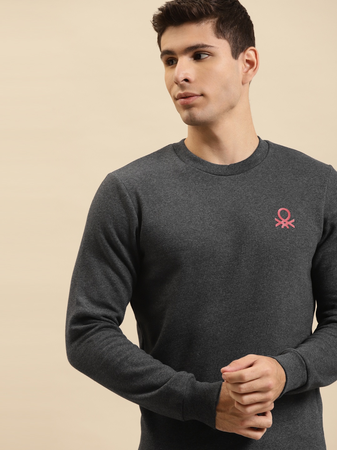 

United Colors of Benetton Men Grey Sweatshirt