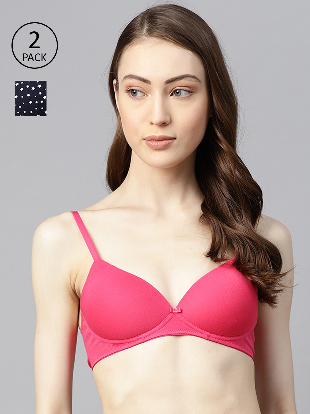 

Marks & Spencer Navy Blue & Pink Everyday Bra Lightly Padded