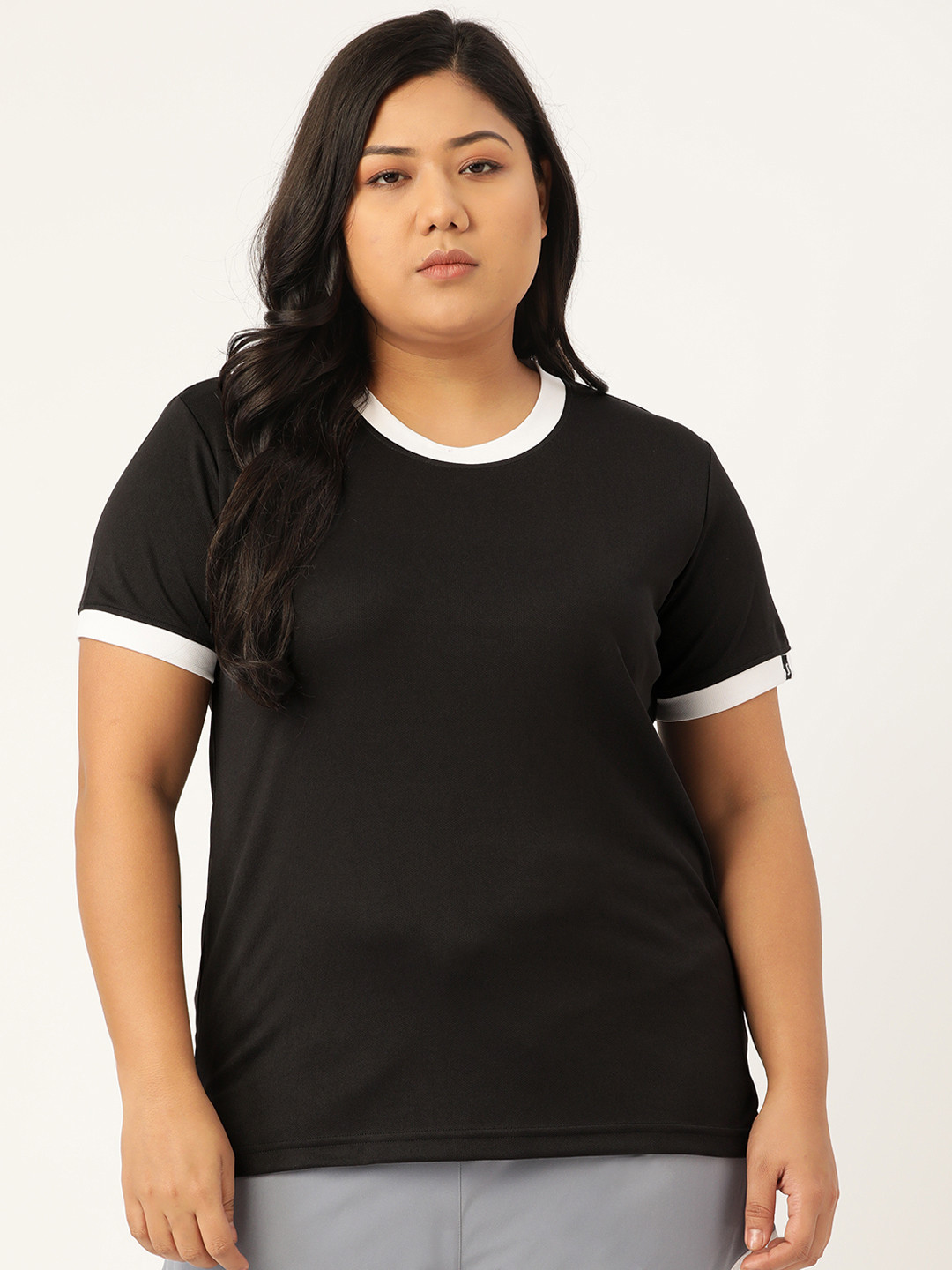 

SPIRIT ANIMAL Women Black Solid Plus Size Top