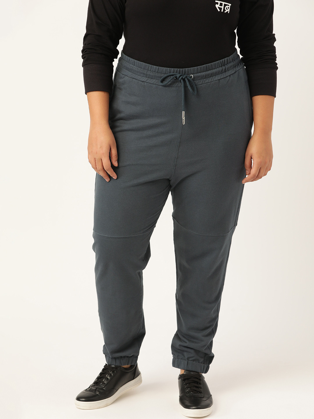 

SPIRIT ANIMAL Women Plus Size Dark Grey Solid Off Duty Regular Joggers