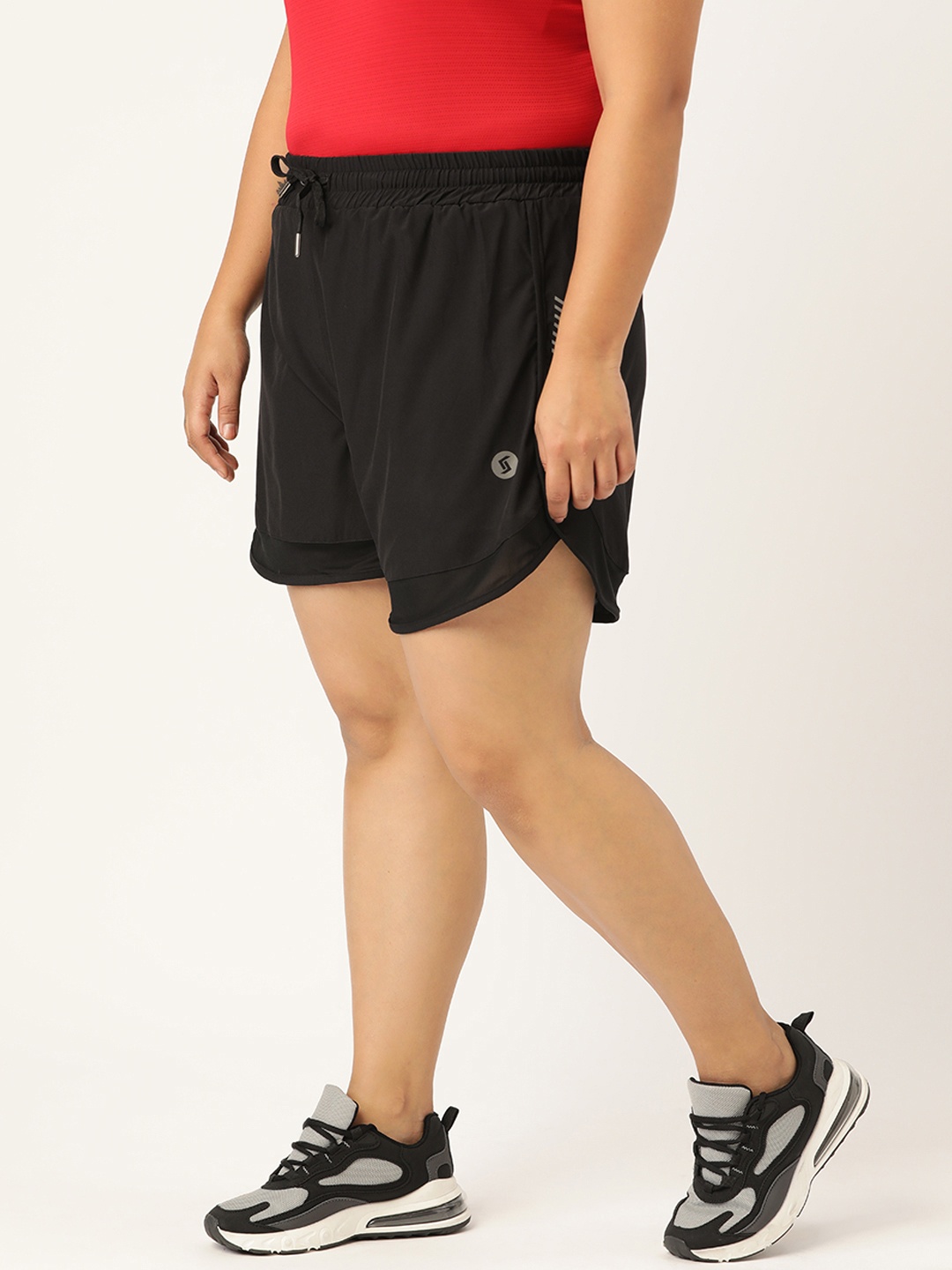 

SPIRIT ANIMAL Women Plus Size Black Solid Sports Shorts