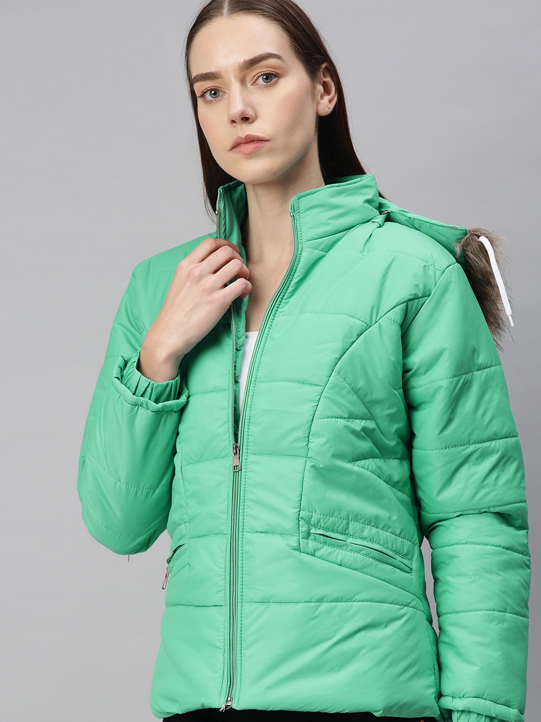 

VOXATI Women Green Open Front Jacket